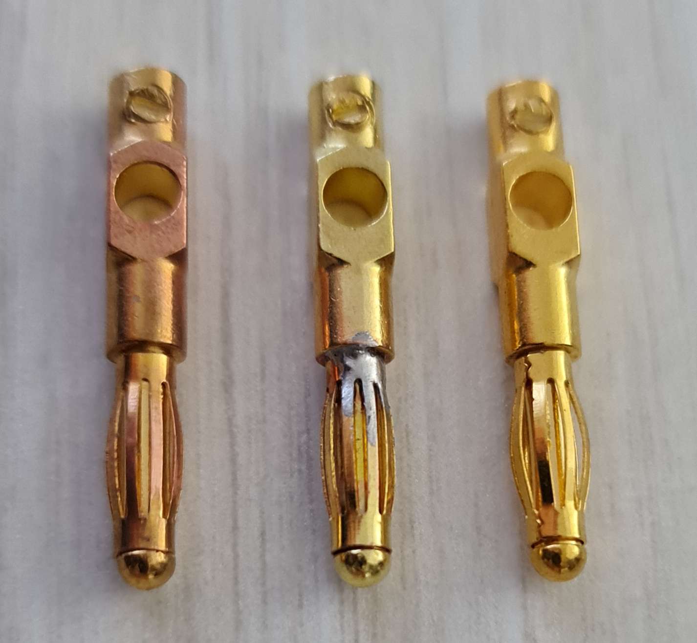 Gold-plated plug in various states