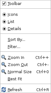 Screenshot of a menu divided into five logical groups with menu separators