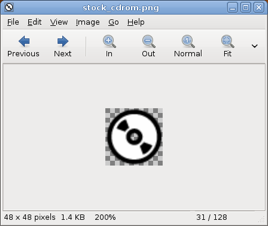 A typical SDI application: Eye of GNOME being used to inspect an icon