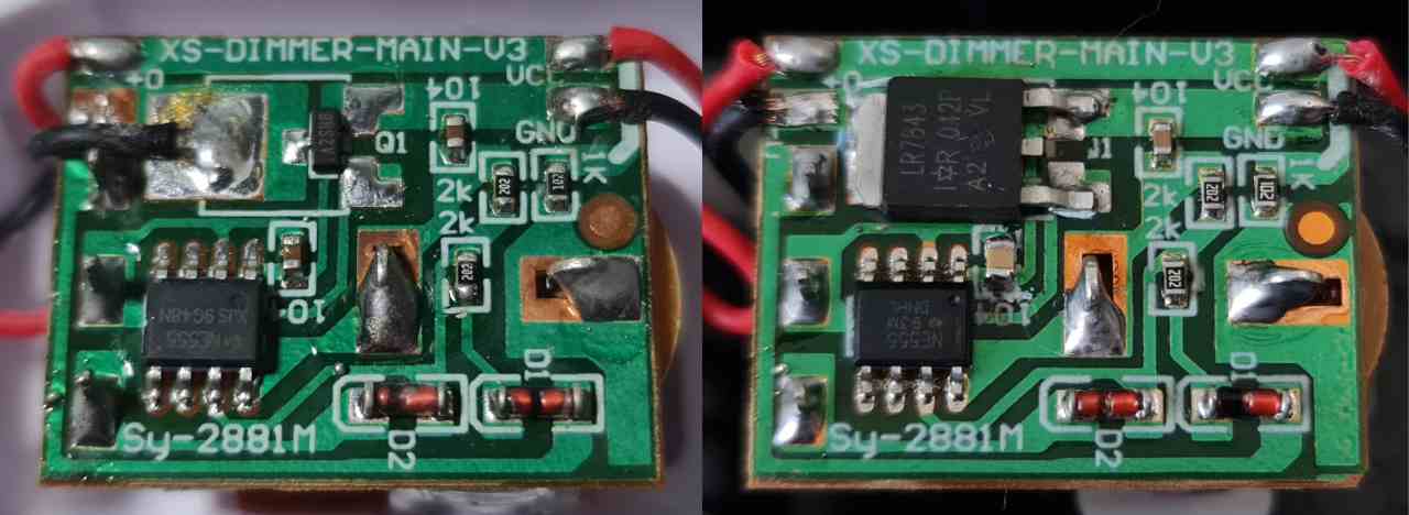 PCB before and after change